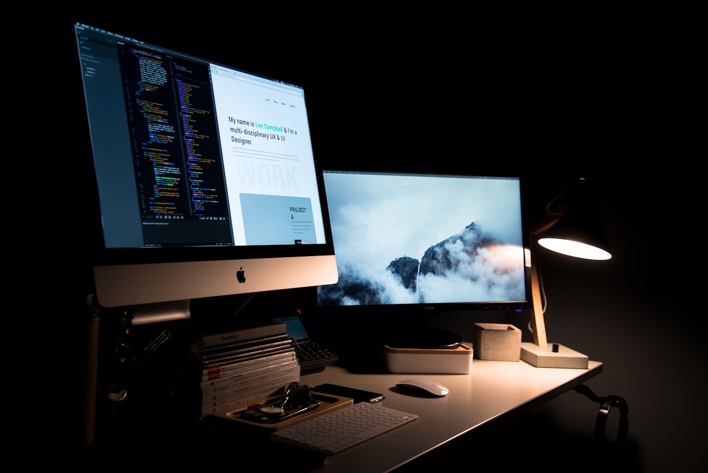 Funnel and landing page design on screen